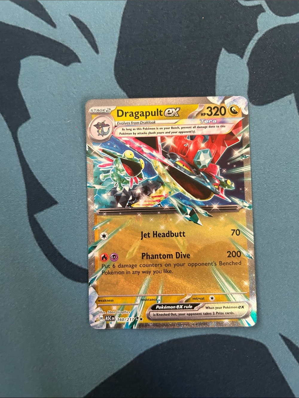 Pokemon Dragapult ex Holo Card - Gold and Red Accents